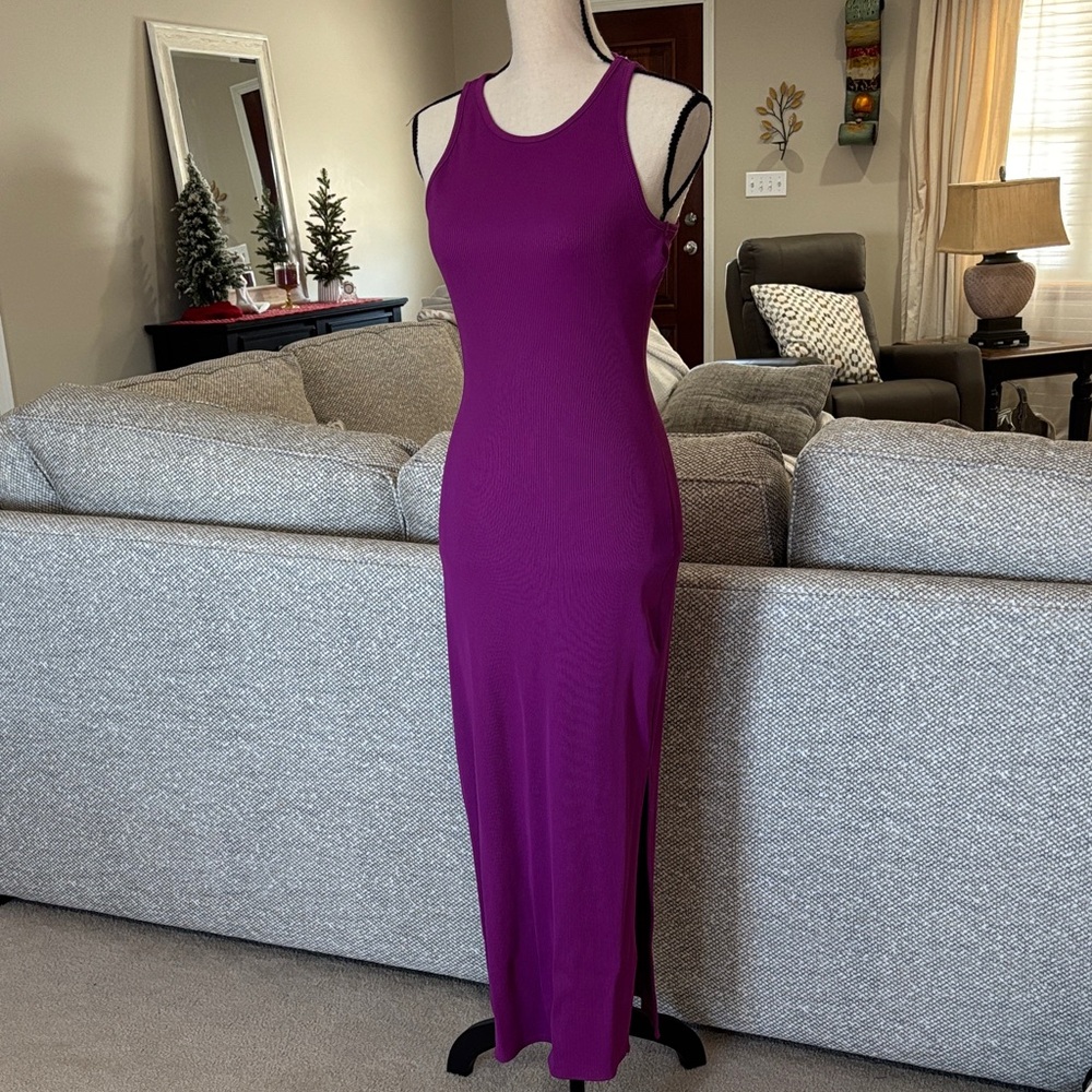 White House Black Market Vibrant pink Purple Maxi Dress